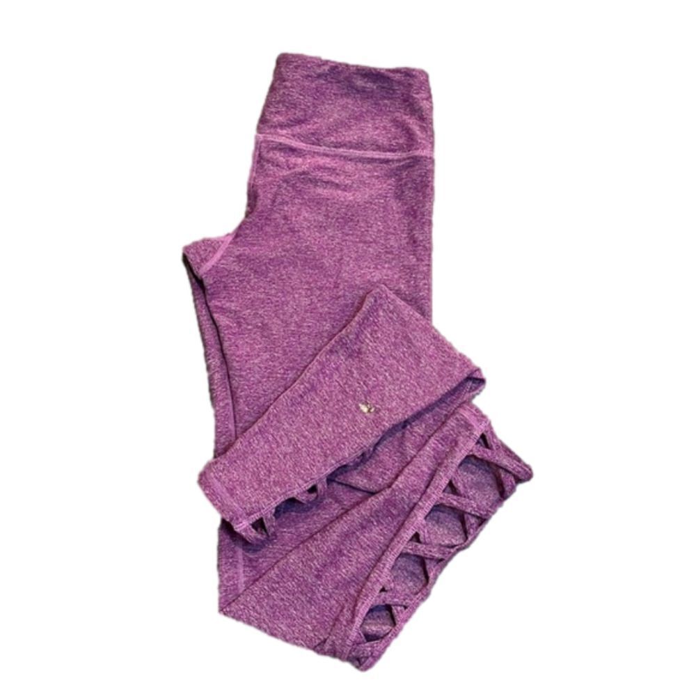 GLYDER lavender purple cropped lace up workout leggings XS